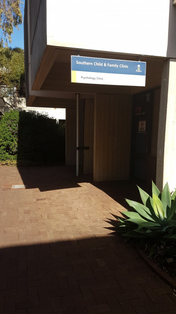 Highly visible sign for the Southern child & family clinic - psychology clinic