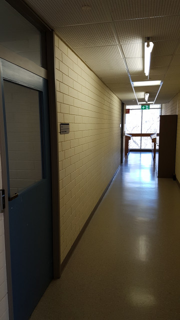 Honours students hub in the northeast corner. Door 1