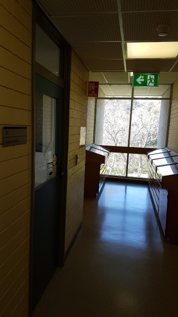 Honours students hub in the northeast corner. Door 2