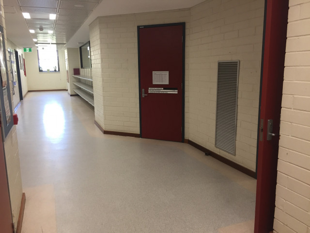 Internal entrance, down the corridor on the right