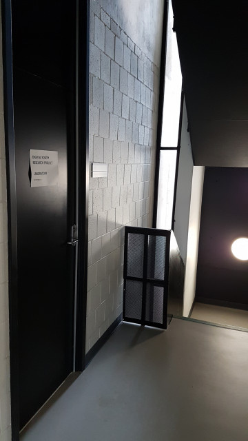 Lab 109 from the courtyard entrance