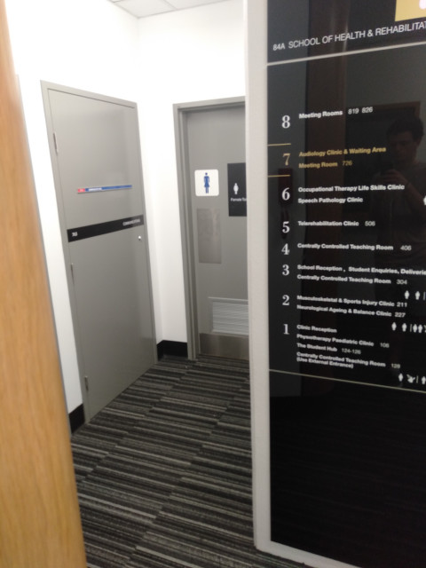Located behind lifts