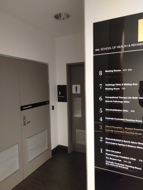 Located behind lifts