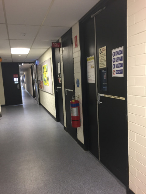 Located on the right side of the hall
