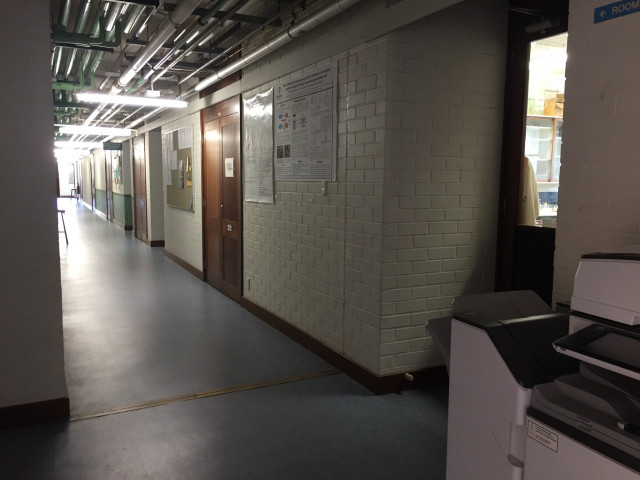 Looking down the east hallway