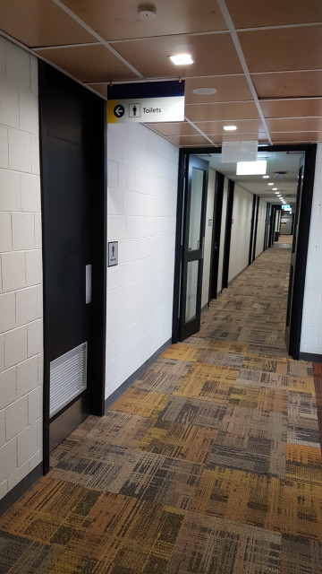 Male toilet facing north hallway