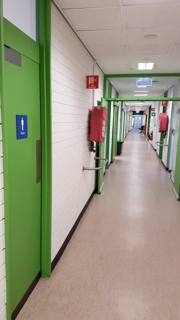 Male toilet from the southwest corner.