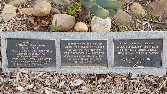 Memorial plaque for the anchor.