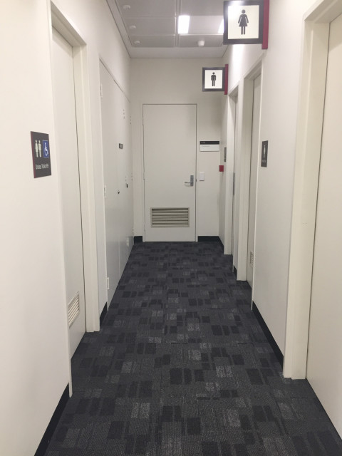 Middle door at the end of the hall