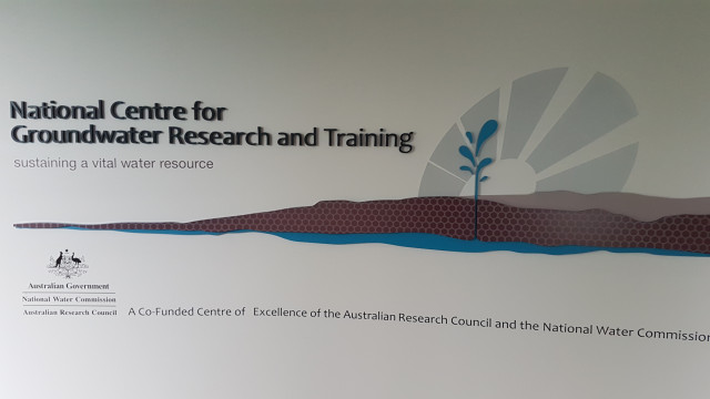 National Centre for Groundwater Research and Training wall sign.