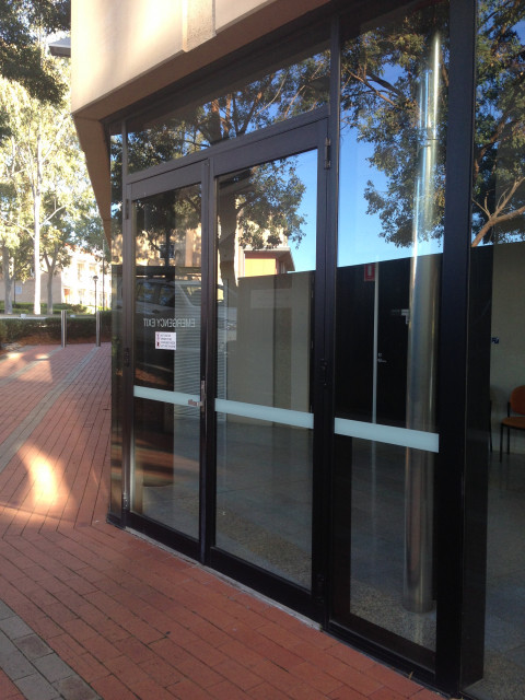 One of the many side entrances to Building 30