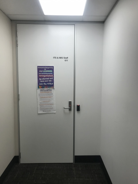 Photo of the office door entry