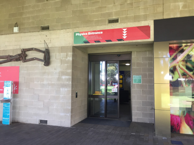 Physics (north wing) entrance off bush court