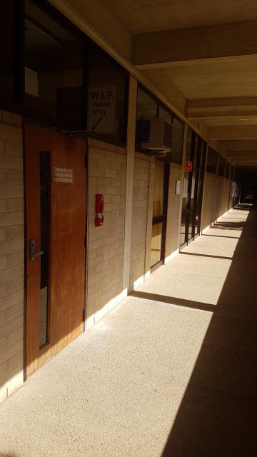 "Psychology and media" & "social psychology" laboratories main door (from left)