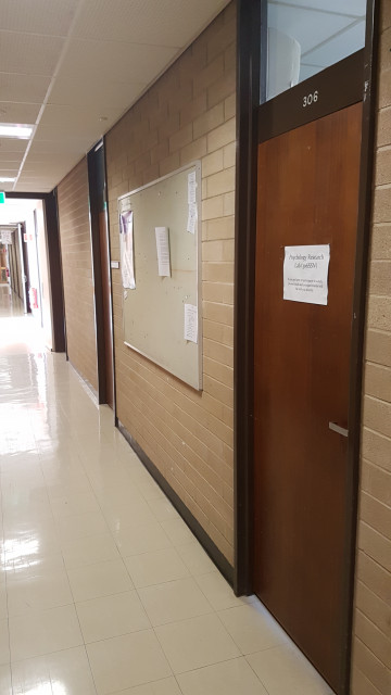 Psychology research lab 306 (right of door)