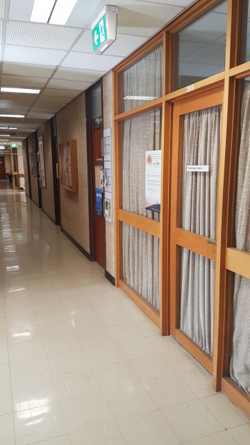 Psychology visitors room across from staff common rooms south entrance