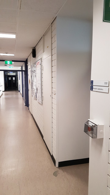 Research lab 310 door in the northwest corridor.