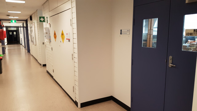 Research lab 310a door in the northwest corridor.