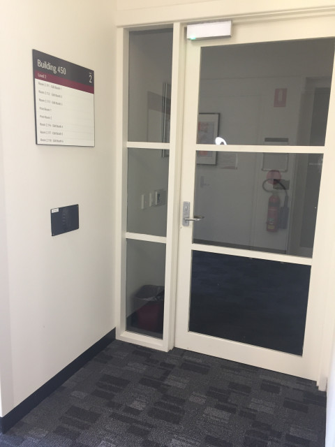 Restricted access door that requires a key card to open