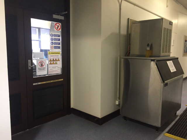 Second entrance located next to the ice machine