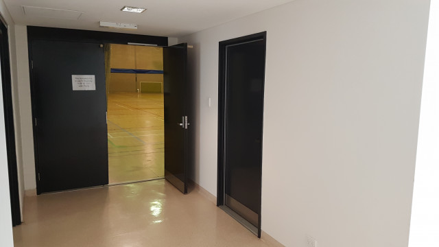 Second entrance to basketball court.