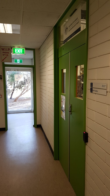 SEM facility beside lakeside entrance and southeast staircase.