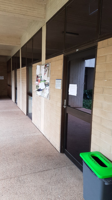 Sociology lecture room from courtyard