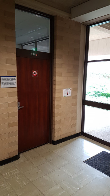 Sociology lecture room from staircase