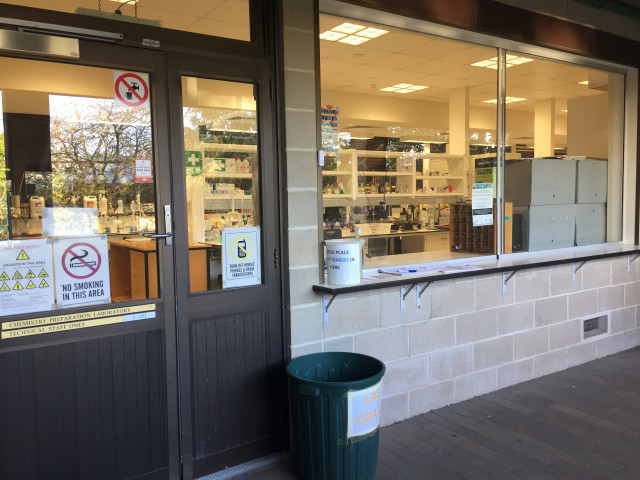 South entrance and lab coat hire