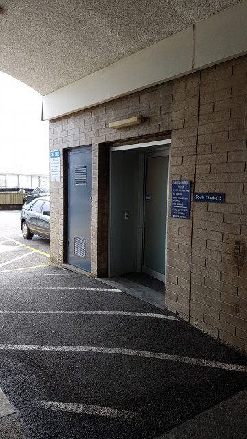 South theatre 2 side entrance beside car park 7