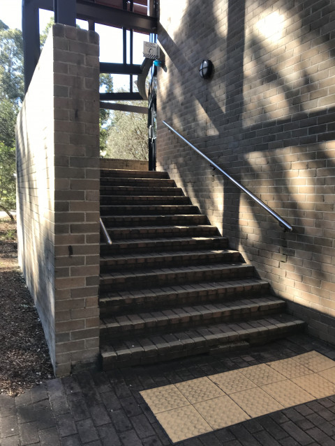 South western entrance, if walking from the library