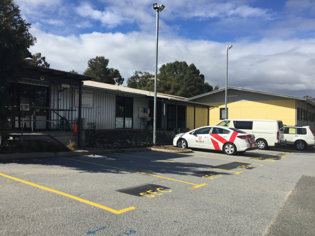 Staff entrance and parking