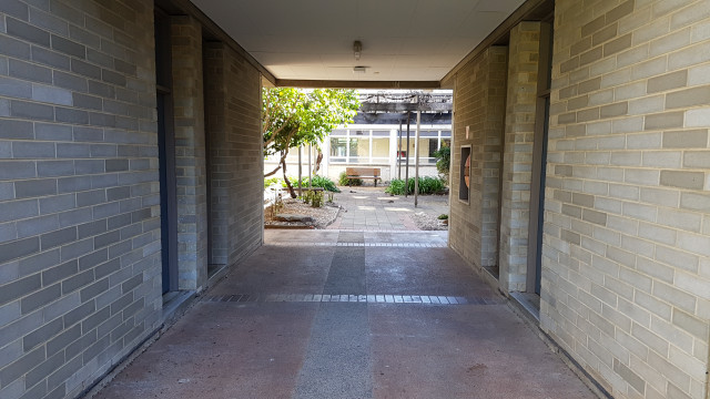 Staff offices 104A/B and 105A/B from the lakeside walk.