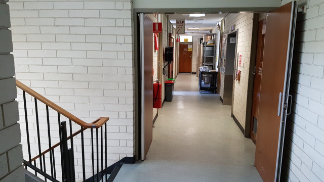 Staff offices 225-233 by the southwest staircase.