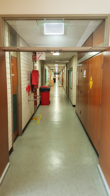 Staff offices and laboratories 306-330 from the southeast staircase.