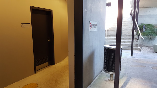 Store room by the road entrance of the building.