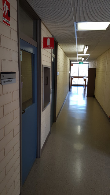 Technical officers office beside teaching labs.