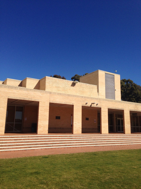 The building with its two front entrances