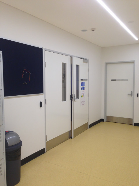 The entrance to the teaching space when you approach from the foyer