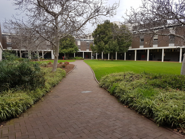 The humanities building is located around this courtyard