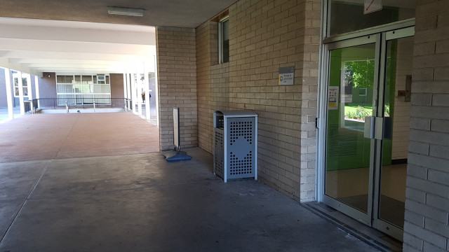 The main entrance leading to male toilets.