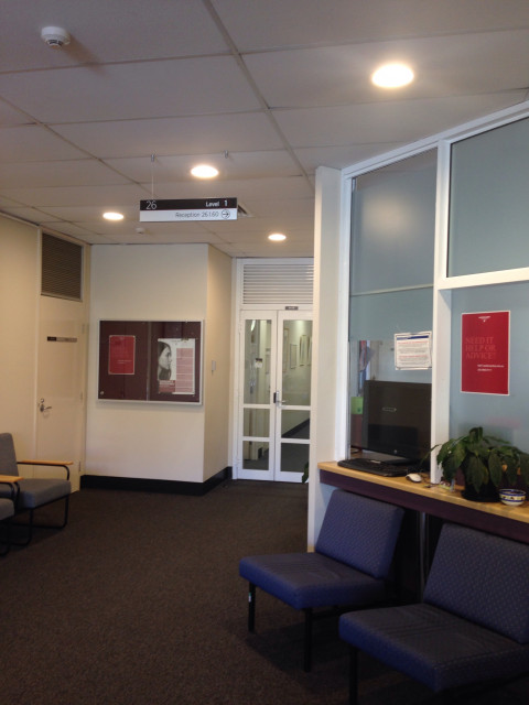 The reception area