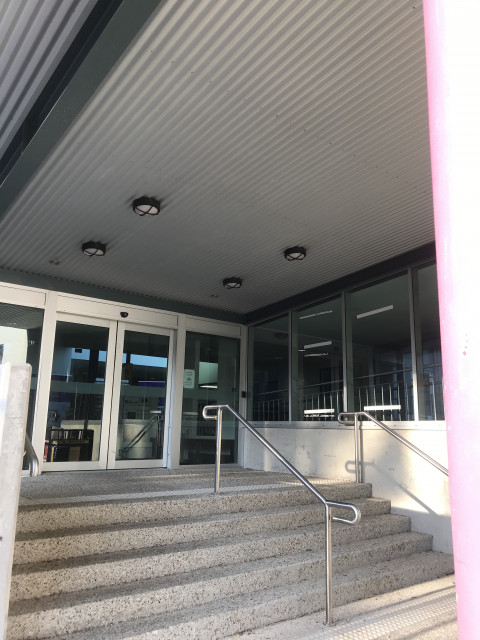 This it the back entry to Building 26 which leads to the entry of Building 26A