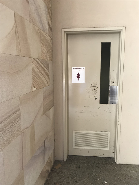 Toilet located near lecture entrance