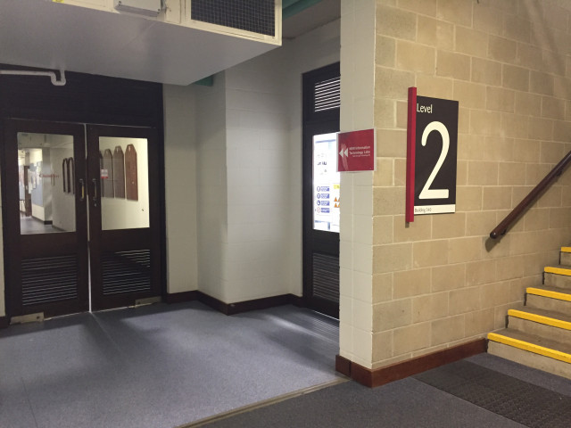 Turn left down the main corridor