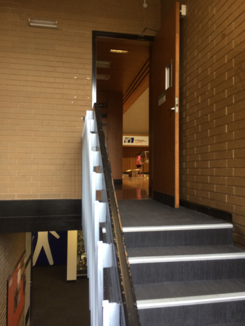 View heading up the middle staircase