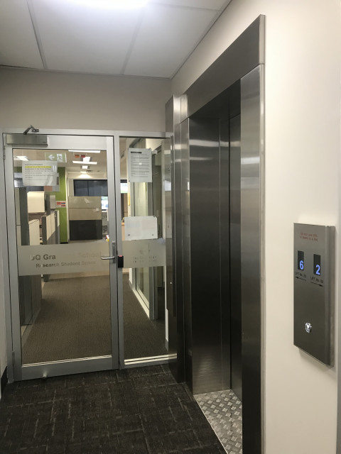 View of the room entry near the elevator