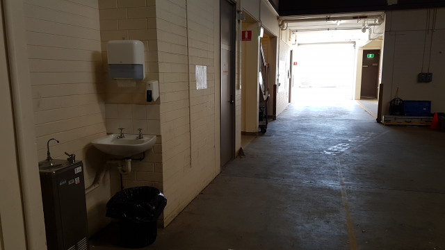 Water bubbler on loading bay.